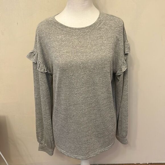 Gap gray long ruffle sleeve top Size S ECU - Picture 1 of 7